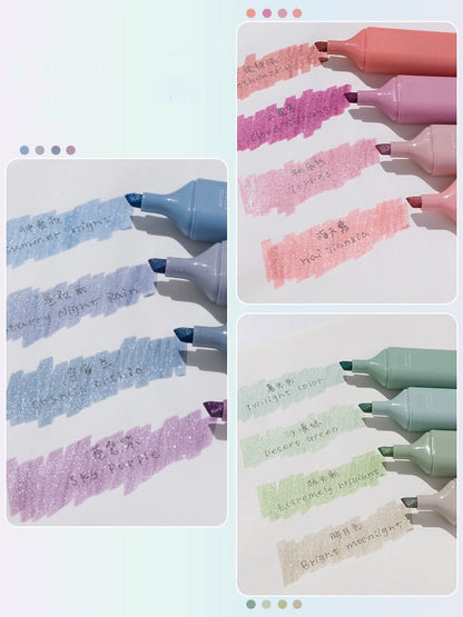 Nebula Color Highlighter Pens｜Glitter Colored Marker Pens | Writing Pens | Aesthetic Pens | Cute Study Supplies Stationery | Back to School