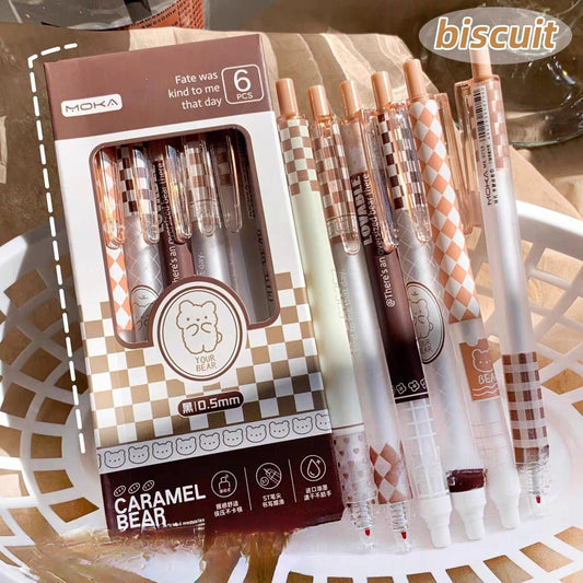 6pcs Kawaii Black Ink Gel Pen Set | Aesthetic Pens | Cute Planner Journal Study School Office Back to School Supplies Stationery