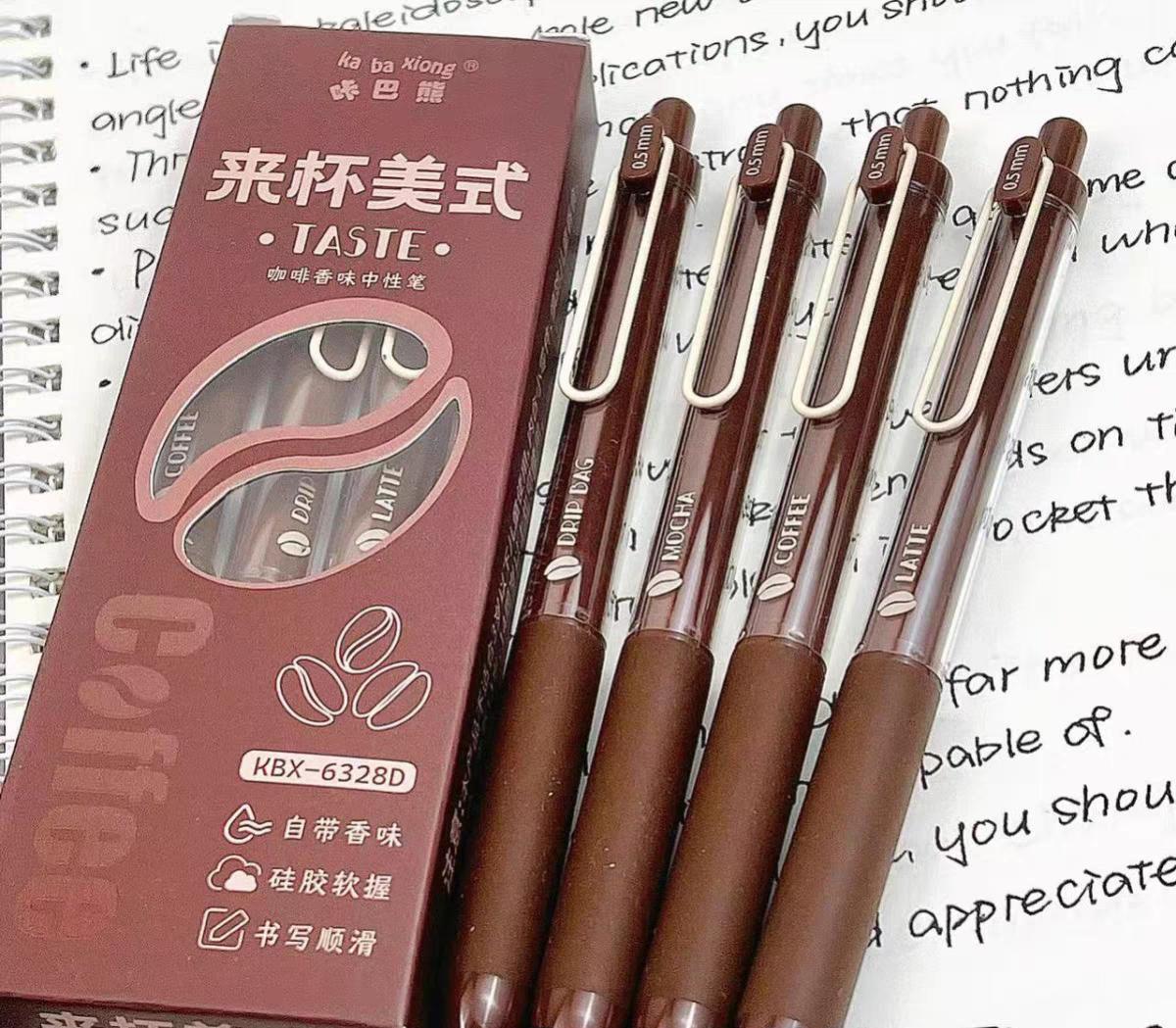 Coffee Flavored Black Ink Gel Pens | ST Writing Pens | Coffee Lover Aesthetic Pen Set | Cute Kawaii Planner School Office Study Pens