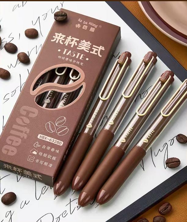 Coffee Flavored Black Ink Gel Pens | ST Writing Pens | Coffee Lover Aesthetic Pen Set | Cute Kawaii Planner School Office Study Pens