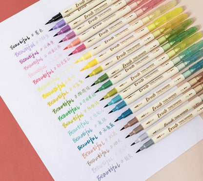 Brush Twin Marker Pen Set |  Double-Sided Pen | Calligraphy Pen | Hand Lettering