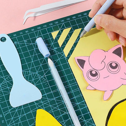 4 Pcs Cute Journal Tools Stationery Set Creative Dot Glue Pen Carving Knife Shovel Tweezers DIY Handmade School Supplies | Art Tool Supply