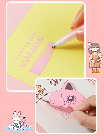 4 Pcs Cute Journal Tools Stationery Set Creative Dot Glue Pen Carving Knife Shovel Tweezers DIY Handmade School Supplies | Art Tool Supply