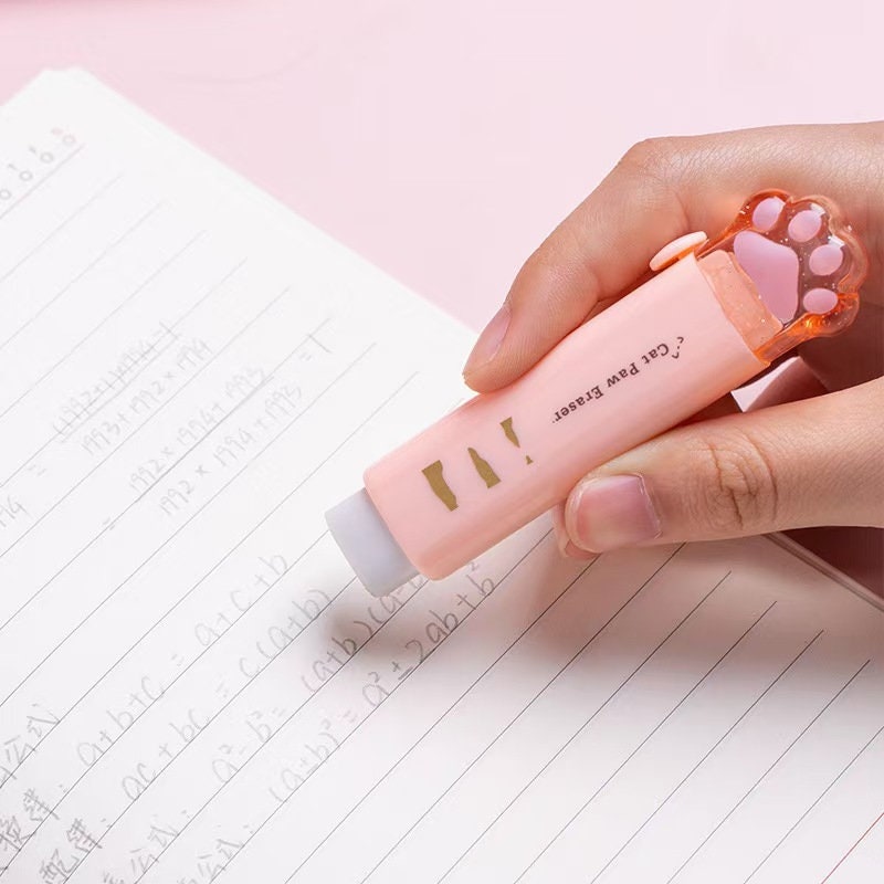 Cute Cat Paw Retractable Eraser | Push-and-Pull Eraser | Pencil Eraser | School Study Office College Supplies Back to School