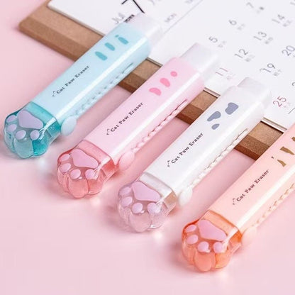 Cute Cat Paw Retractable Eraser | Push-and-Pull Eraser | Pencil Eraser | School Study Office College Supplies Back to School