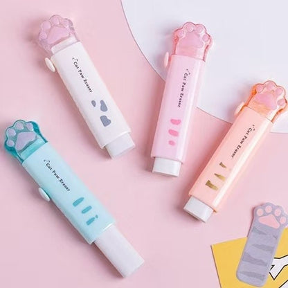 Cute Cat Paw Retractable Eraser | Push-and-Pull Eraser | Pencil Eraser | School Study Office College Supplies Back to School