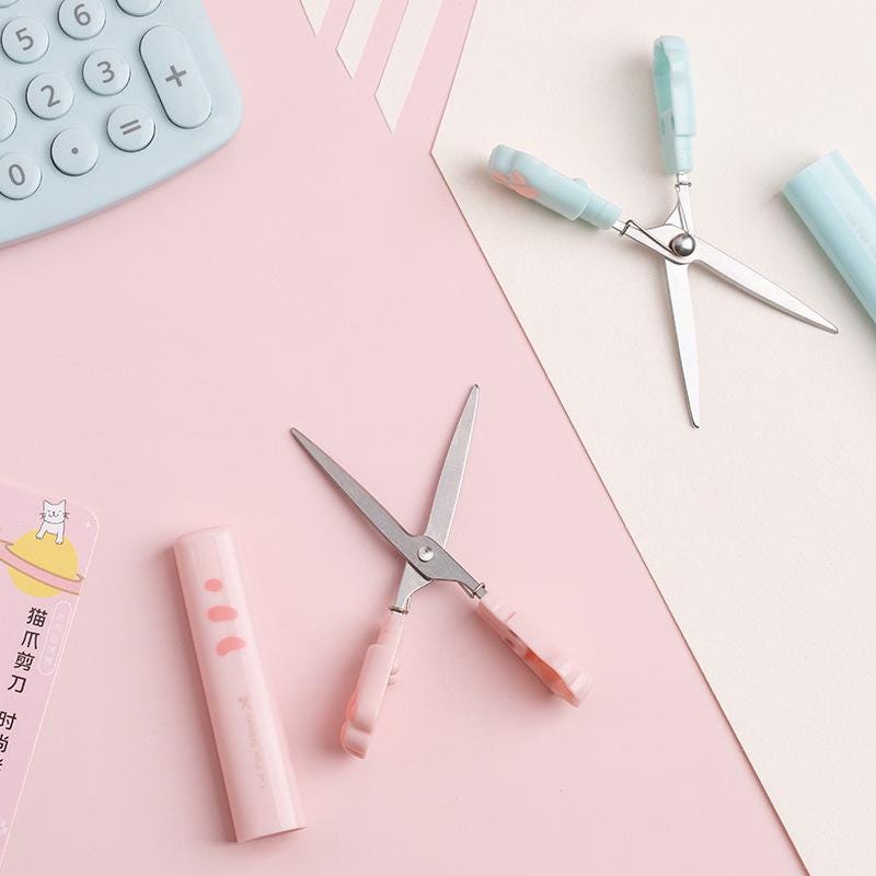 Cute Cat Paw Portable Scissor  | Portable Compact Scissor  | School Office Supplies | Scrapbooking DIY Craft Tools