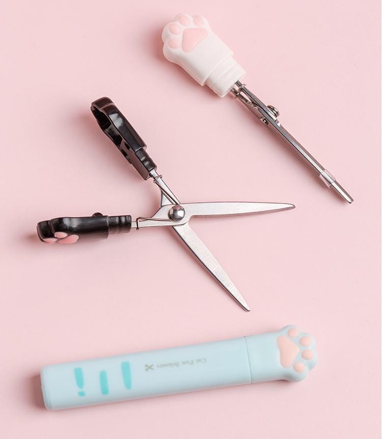 Cute Cat Paw Portable Scissor  | Portable Compact Scissor  | School Office Supplies | Scrapbooking DIY Craft Tools