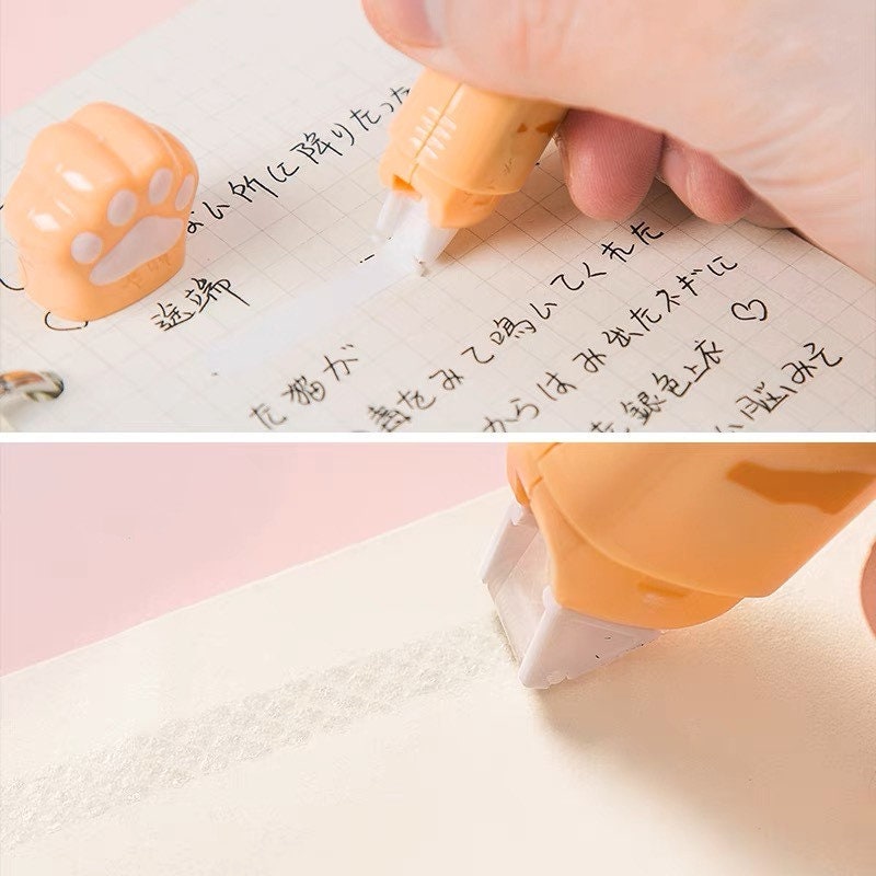 Cute Cat Paw 2 in 1 Adhesive And Correction Tape | Adhesive Tape Roller Pen | Scrapbooking Tape | Paper Craft Supplies School Supplies