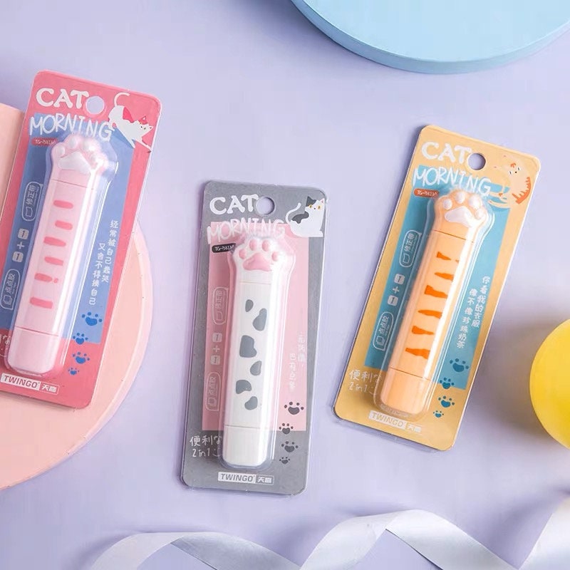 Cute Cat Paw 2 in 1 Adhesive And Correction Tape | Adhesive Tape Roller Pen | Scrapbooking Tape | Paper Craft Supplies School Supplies
