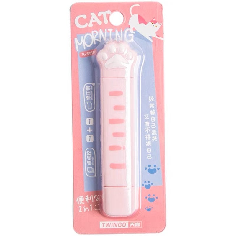 Cute Cat Paw 2 in 1 Adhesive And Correction Tape | Adhesive Tape Roller Pen | Scrapbooking Tape | Paper Craft Supplies School Supplies