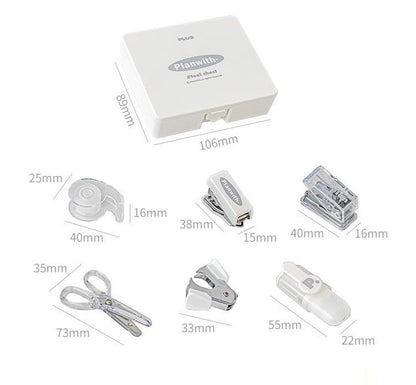 Stylish Mini 8-Piece Office Tool Kit | Portable Hole Punch Stapler Tape Scissors | Aesthetic Office School Supplies | Cute Stationery Gift