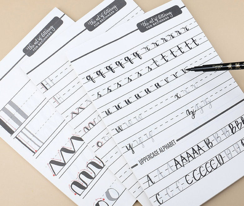Brush Lettering Practice Sheets for Beginners | Calligraphy Practice Guide | Handwriting Worksheet