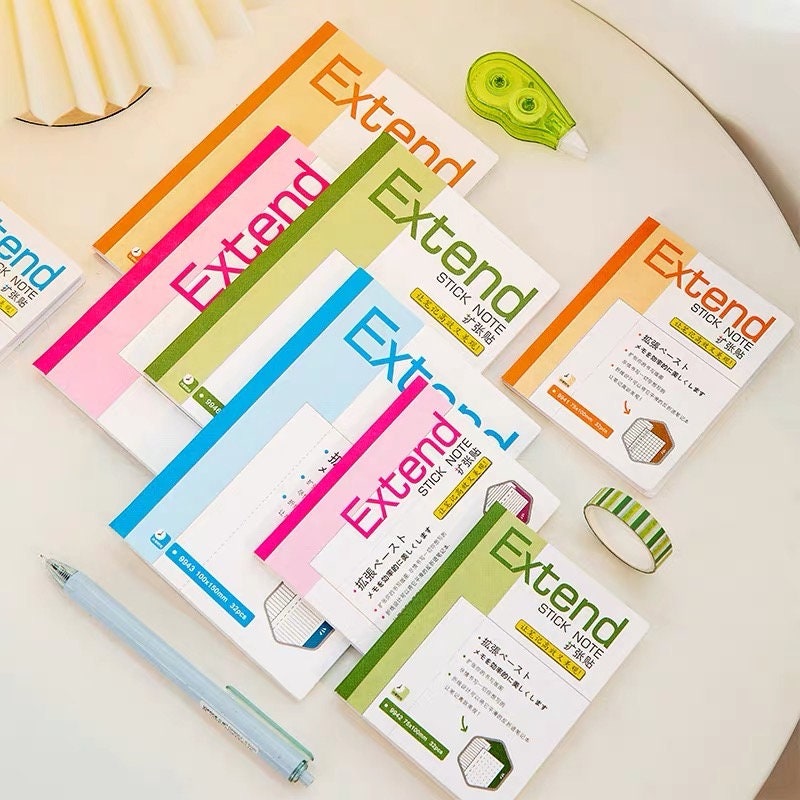 Creative Extension Sticky Notes | Lined Grided Dotted | Hidden Fold Sticky Notes | Planner  Study School Supplies | Note Taking