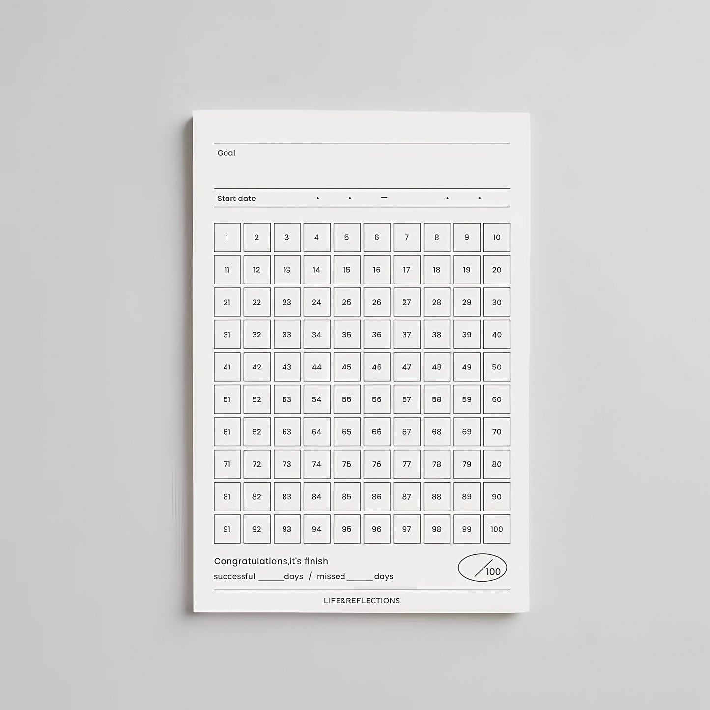 100 Days Goal Track | Memo Pad | To Do Habit Track Life Planner Record Notes Pad | Planner Journal Accessories Study School Office Supplies