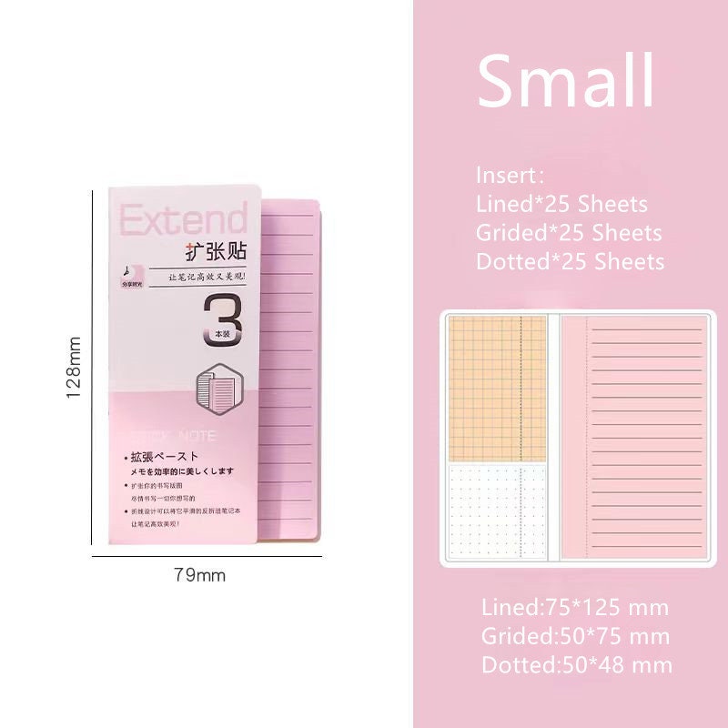 Creative Extend Sticky Notes | Lined Grided Dotted | Planner Study School Supplies | Note Taking | Planner Journal Accessory Supplies