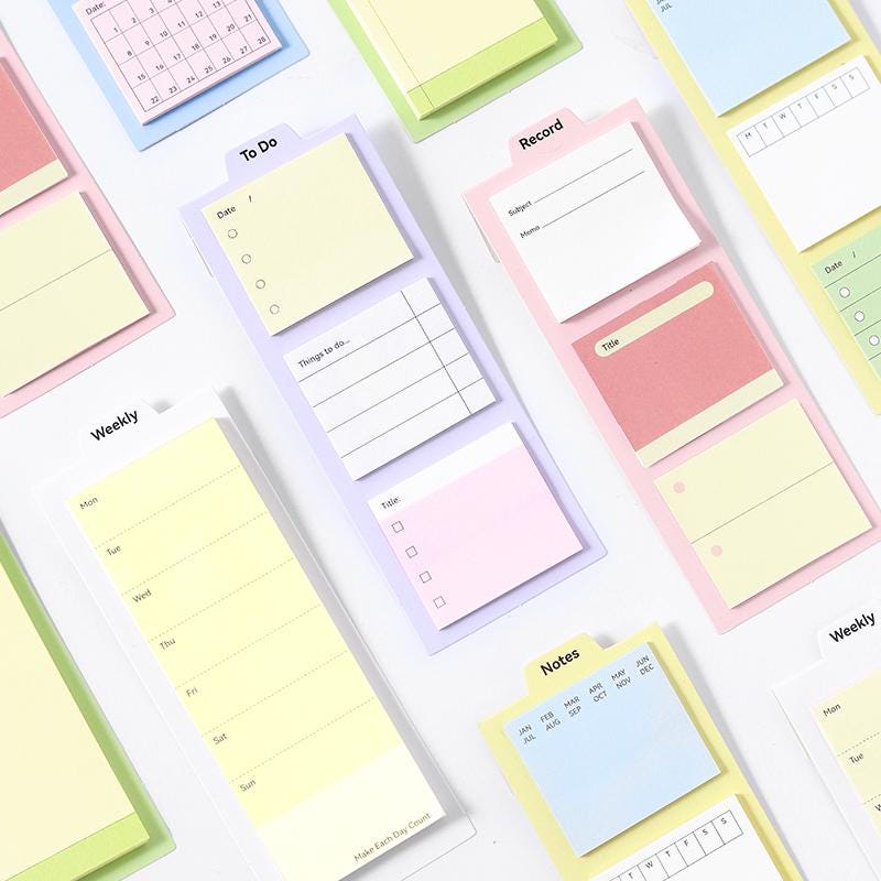 Combo Sticky Notes | Memo To Do Habit Weekly Plan Record Sticky Notes  | Planner Journal Accessories Study School Office Supplies