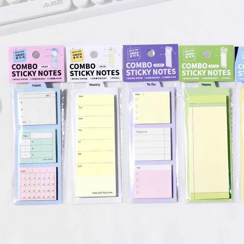 Combo Sticky Notes | Memo To Do Habit Weekly Plan Record Sticky Notes  | Planner Journal Accessories Study School Office Supplies