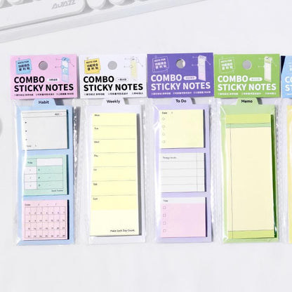 Combo Sticky Notes | Memo To Do Habit Weekly Plan Record Sticky Notes  | Planner Journal Accessories Study School Office Supplies