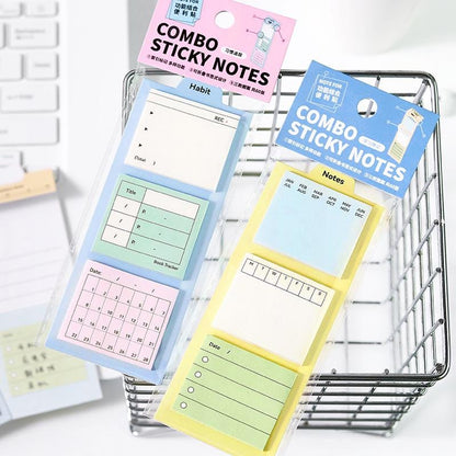 Combo Sticky Notes | Memo To Do Habit Weekly Plan Record Sticky Notes  | Planner Journal Accessories Study School Office Supplies