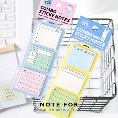 Combo Sticky Notes | Memo To Do Habit Weekly Plan Record Sticky Notes  | Planner Journal Accessories Study School Office Supplies