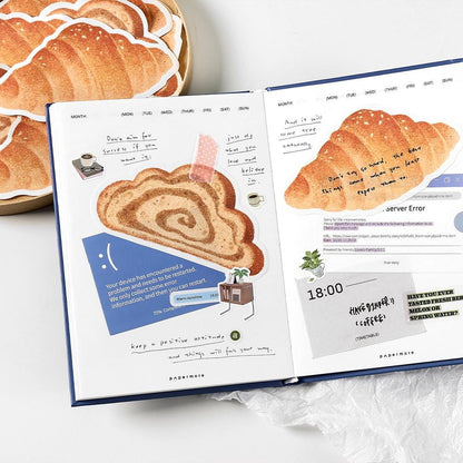 Cute Toast Croissant Bagel Bread Sticky Notes | Kawaii Cat Bear Rabbit Sticky Notes | Planner Journal School Study Office Supplies