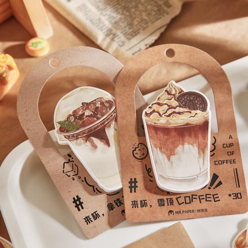 Creative Coffee Sticky Notes | Kawaii Coffee Shape Notepad | Latte Cappuccino Planner Memo Pad | Planner Journal School Office Supplies