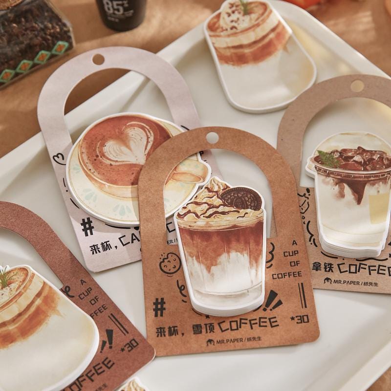 Creative Coffee Sticky Notes | Kawaii Coffee Shape Notepad | Latte Cappuccino Planner Memo Pad | Planner Journal School Office Supplies