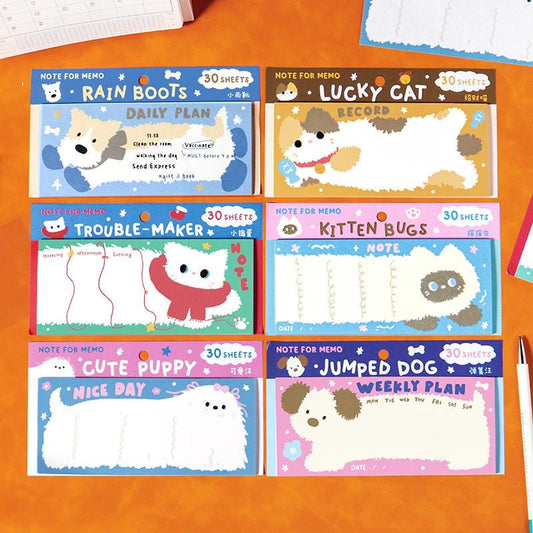 Cute Puppy Kitten Sticky Notes | Kawaii Planner Sticky Memo Pad | Writing Pad | Planner Memo | Stationery Planner Journal Accessory Supplies