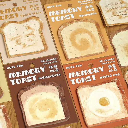 Cute Bread Toast Sticky Notes | Food Kawaii Notepad | Cute Memo Pad | Planner Journal School Student Office Memo Supplies