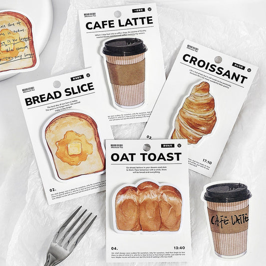 Creative Bread and Coffee Sticky Notes | Kawaii Food Notepad | Cute Memo Pad |  Planner Memo | Planner Journal School Office Supplies