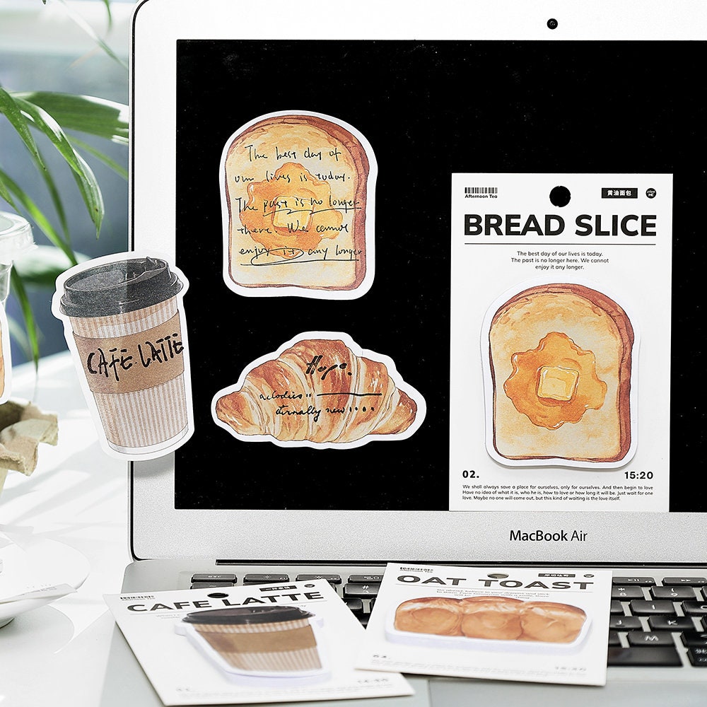 Creative Bread and Coffee Sticky Notes | Kawaii Food Notepad | Cute Memo Pad |  Planner Memo | Planner Journal School Office Supplies