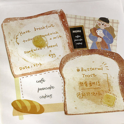 Cute Bread Toast Sticky Notes | Food Kawaii Notepad | Cute Memo Pad | Planner Journal School Student Office Memo Supplies