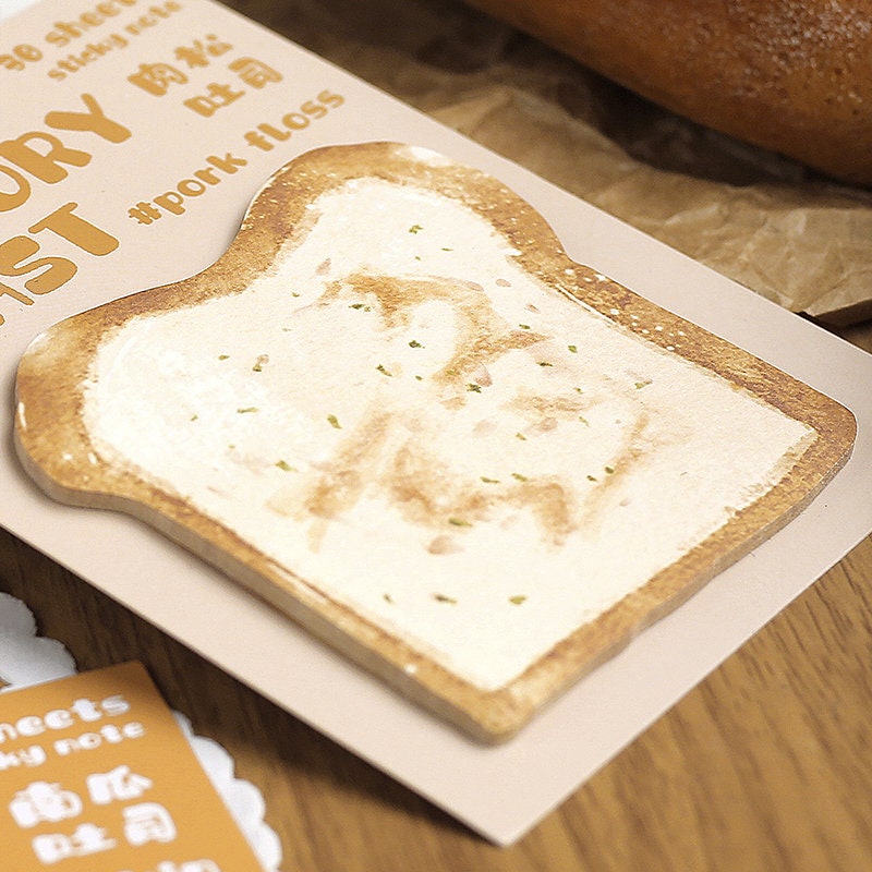 Cute Bread Toast Sticky Notes | Food Kawaii Notepad | Cute Memo Pad | Planner Journal School Student Office Memo Supplies