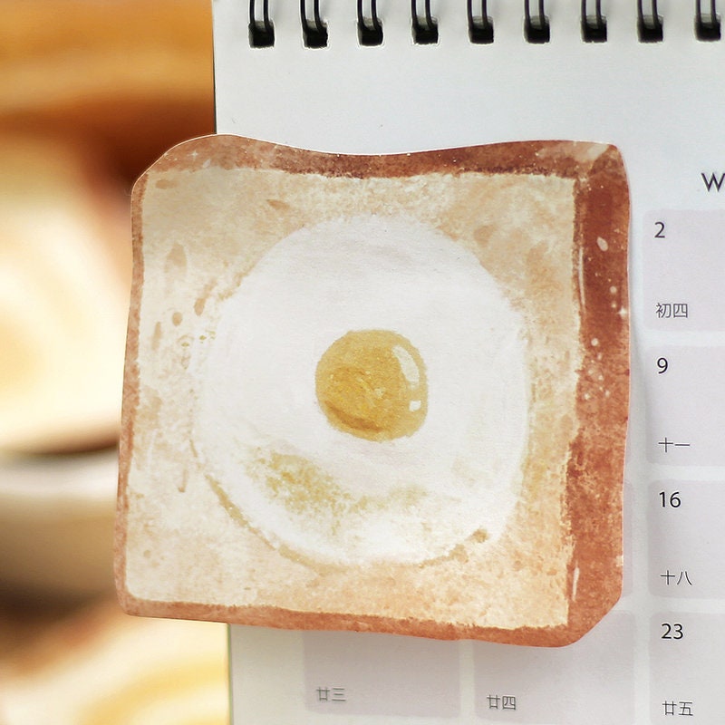 Cute Bread Toast Sticky Notes | Food Kawaii Notepad | Cute Memo Pad | Planner Journal School Student Office Memo Supplies