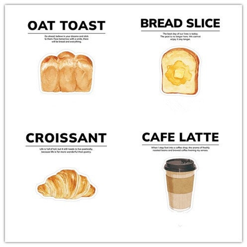 Creative Bread and Coffee Sticky Notes | Kawaii Food Notepad | Cute Memo Pad |  Planner Memo | Planner Journal School Office Supplies