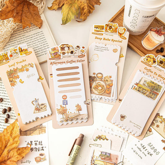 50 Sheets Coffee Break Memo Pad | Autumn Coffee Note Pad | Note Paper | Planner Journal Collage Supplies