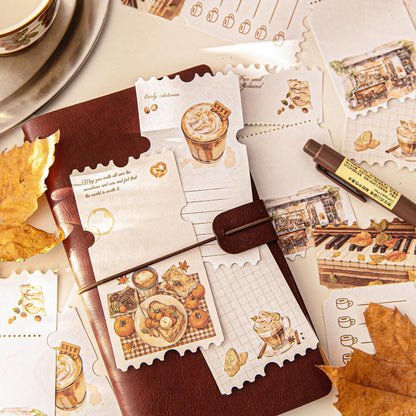 50 Sheets Coffee Break Memo Pad | Autumn Coffee Note Pad | Note Paper | Planner Journal Collage Supplies