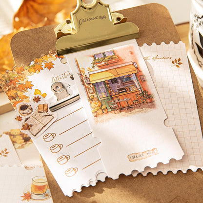50 Sheets Coffee Break Memo Pad | Autumn Coffee Note Pad | Note Paper | Planner Journal Collage Supplies