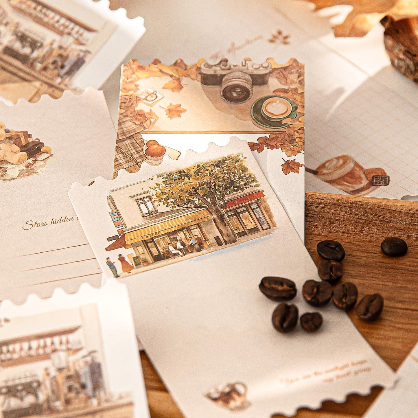 50 Sheets Coffee Break Memo Pad | Autumn Coffee Note Pad | Note Paper | Planner Journal Collage Supplies