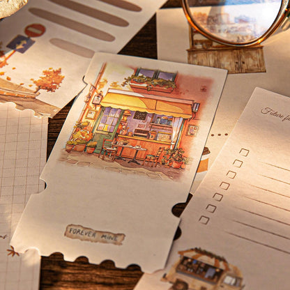 50 Sheets Coffee Break Memo Pad | Autumn Coffee Note Pad | Note Paper | Planner Journal Collage Supplies
