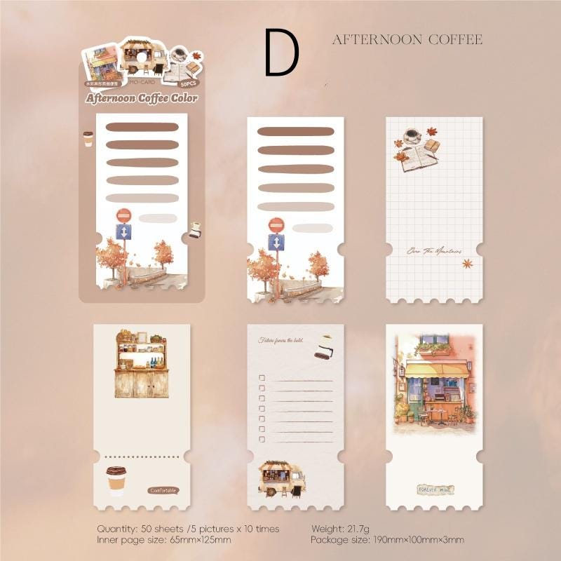 50 Sheets Coffee Break Memo Pad | Autumn Coffee Note Pad | Note Paper | Planner Journal Collage Supplies