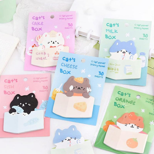 Cute Cat Sticky Notes | Cat's Box Planner Sticky Memo Pad | Writing Pad | Planner Memo | Stationery Planner Journal Accessory Supplies
