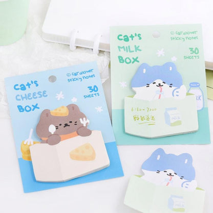 Cute Cat Sticky Notes | Cat's Box Planner Sticky Memo Pad | Writing Pad | Planner Memo | Stationery Planner Journal Accessory Supplies