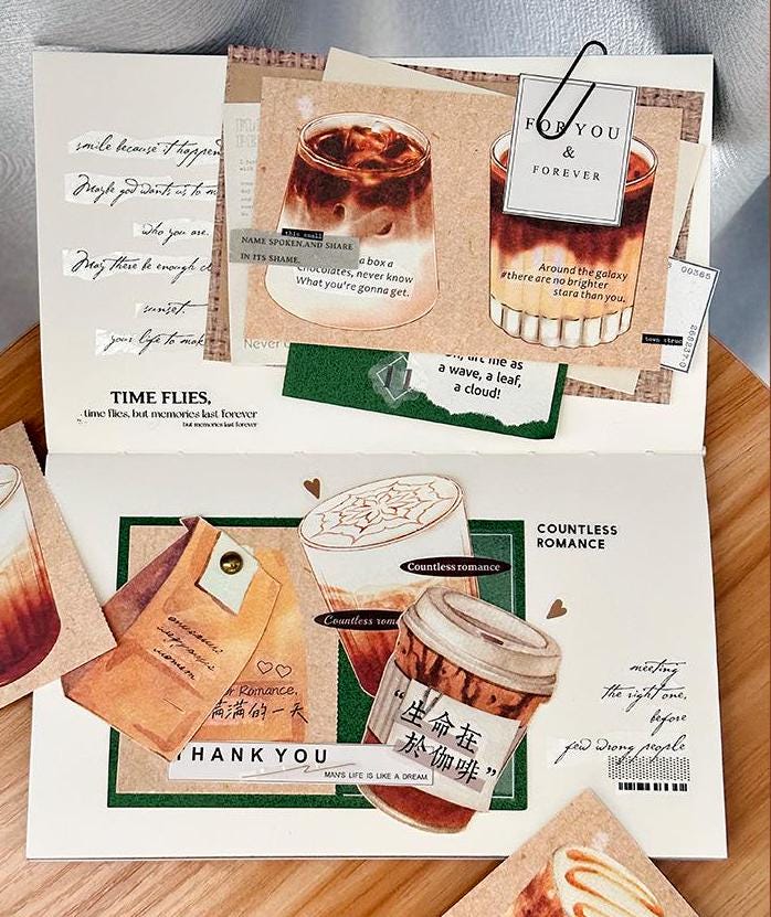 Coffee Notepad | Memo Pad | Material Paper | Vintage Coffee Journal Scrapbooking Collage Crafting Supplies
