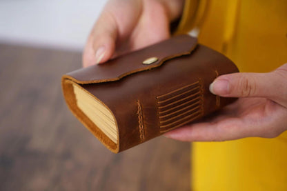 Mini 100% Genuine Leather Journal Notebook | Pocket Portable Journal Agenda Planner | Vintage Travel Journal | Gift for Her Him