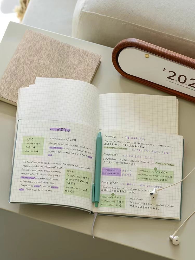 Square Pebbled Vegan Leather Notebook | Blank Planner Journal | Grid Notebook | School Student Office Supplies Stationery | Gift for Her