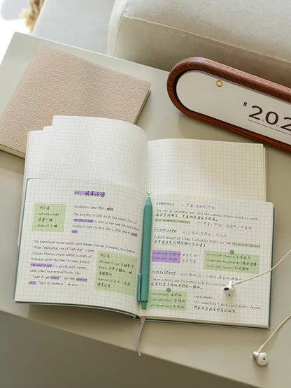 Square Pebbled Vegan Leather Notebook | Blank Planner Journal | Grid Notebook | School Student Office Supplies Stationery | Gift for Her