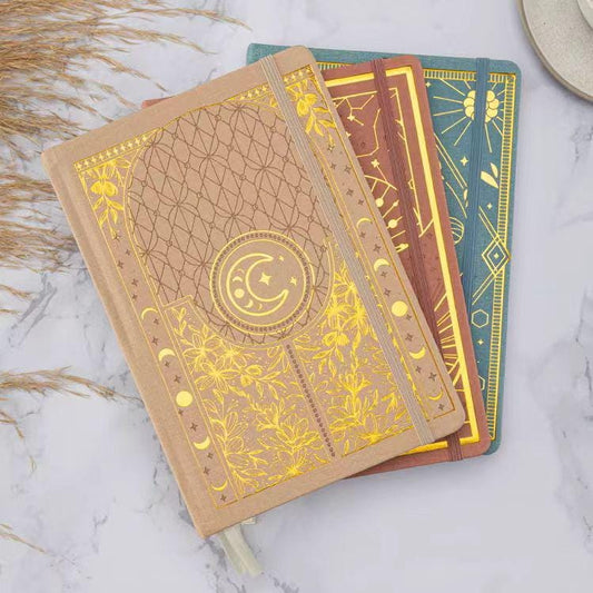 Gilded A5 Moon Butterfly Bee Notebook | Dotted Lined Journal | Hard Cloth Cover Planner | Office and School Supplies | Gift for Her