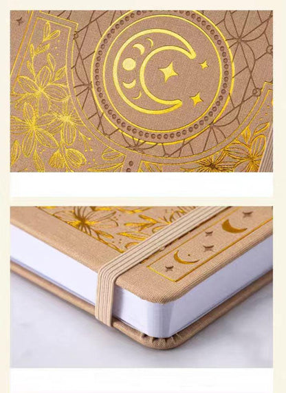 Gilded A5 Moon Butterfly Bee Notebook | Dotted Lined Journal | Hard Cloth Cover Planner | Office and School Supplies | Gift for Her